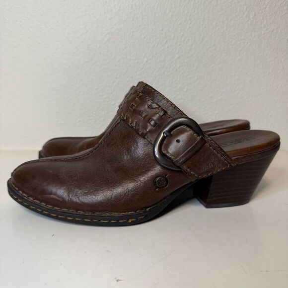 Born Brown Western Leather Mules Size 9 - Picture 1 of 9